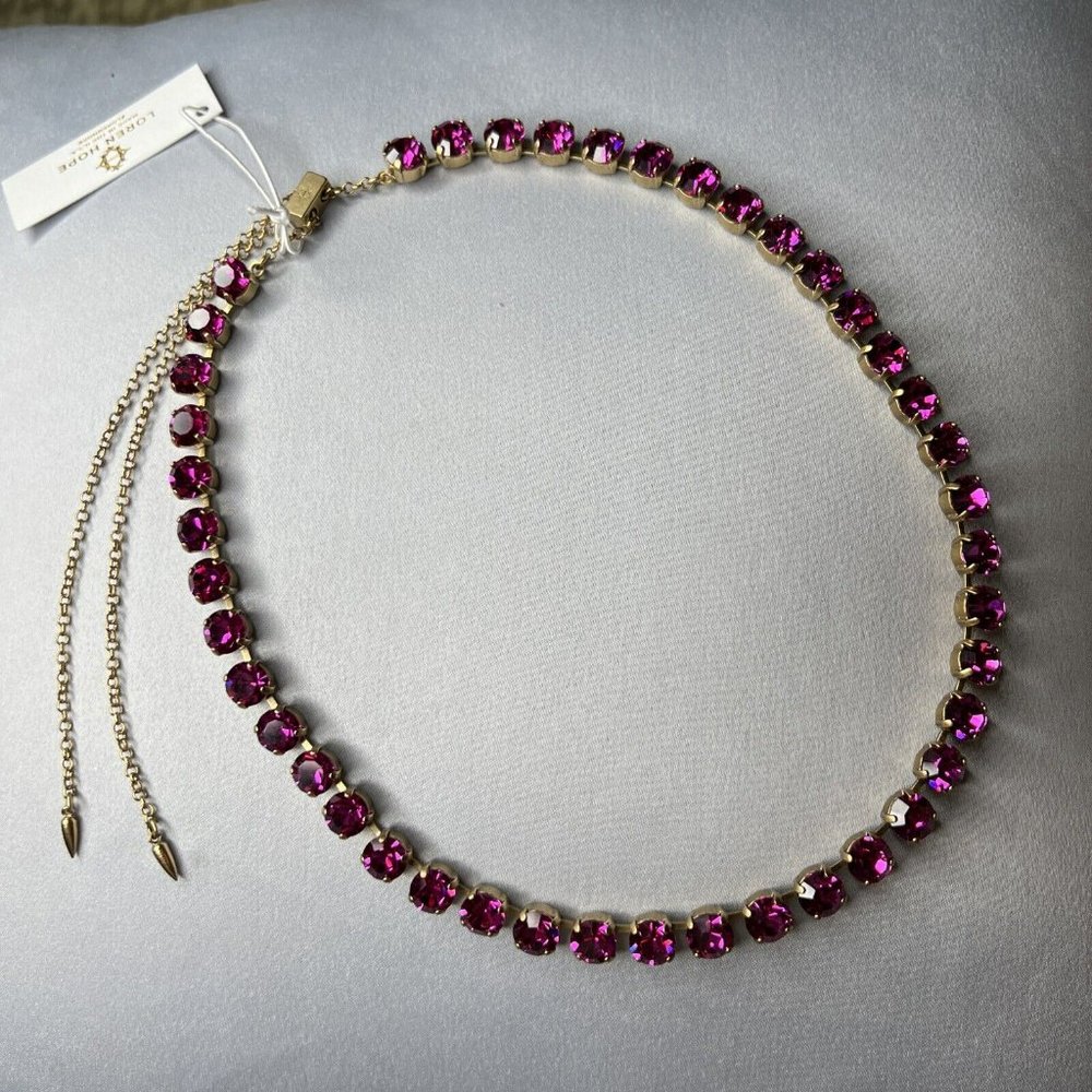 Loren Hope Arista Slider Necklace Fuchsia Deep Pink 18K Gold Finish No b… - Picture 3 of 10